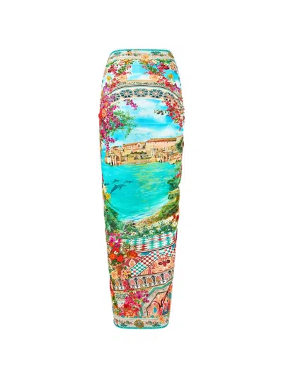 Camilla Meet Me In Mallorca Multi Long Multi Wear Sarong In Blue