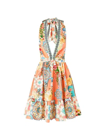 Camilla Meet Me In Mallorca Ruffle Hem Mini Dress In Multi