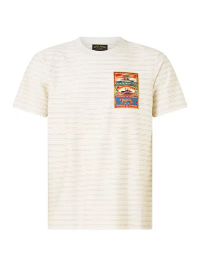 Camilla Men's Graphic-patch Striped Cotton T-shirt In Neutral