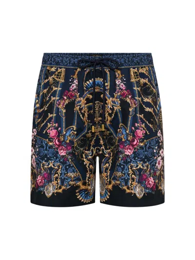 Camilla Men's Ornate On A Plate Printed Board Shorts In Blue