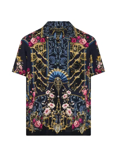 Camilla Men's Ornate On A Plate Printed Camp Shirt In Blue