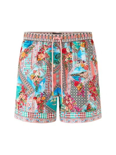 Camilla Men's Printed Mid-length Board Shorts In Multi