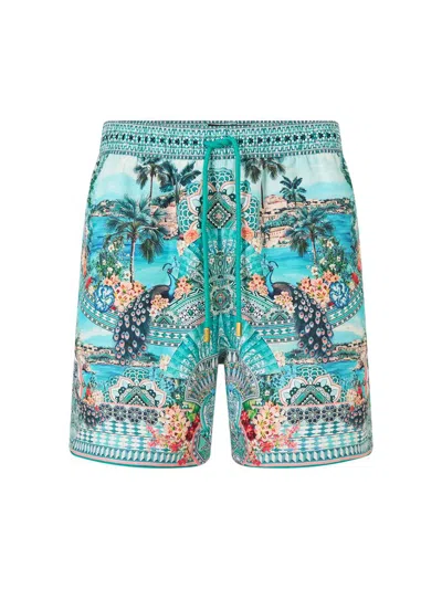Camilla Men's Printed Mid-length Board Shorts In Green