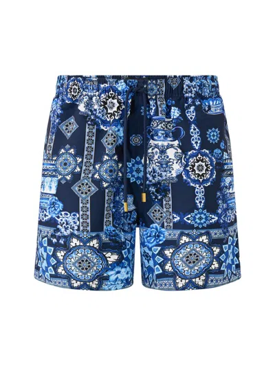 Camilla Men's Printed Mid-length Board Shorts In Blue