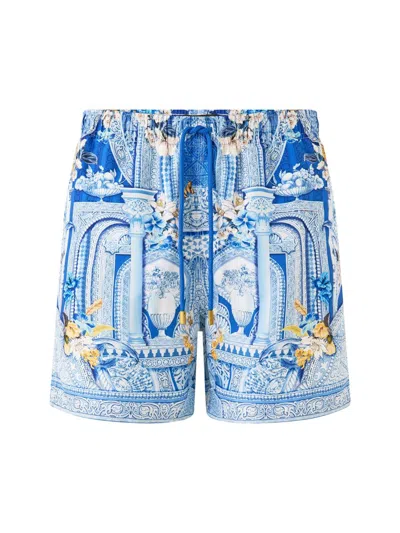 Camilla Men's Printed Mid-length Board Shorts In Blue