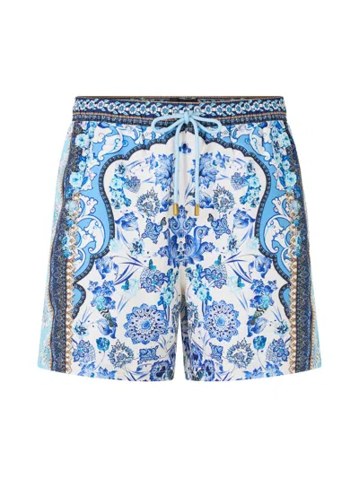 Camilla Men's Printed Mid-length Boardshorts In Blue