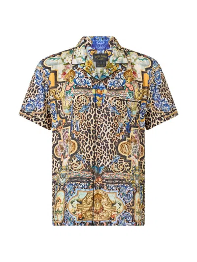 Camilla Men's Printed Short-sleeve Camp Collar Shirt In Multi