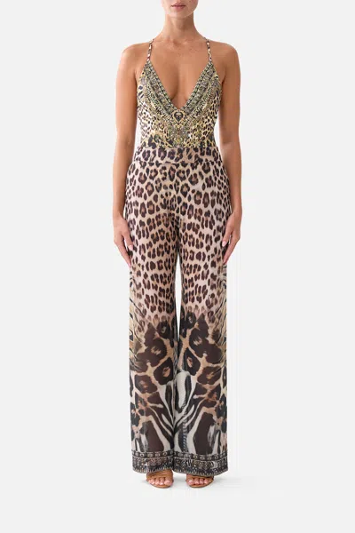 Camilla Mesh Straight Leg Beach Pant Leotigra Land In Brown