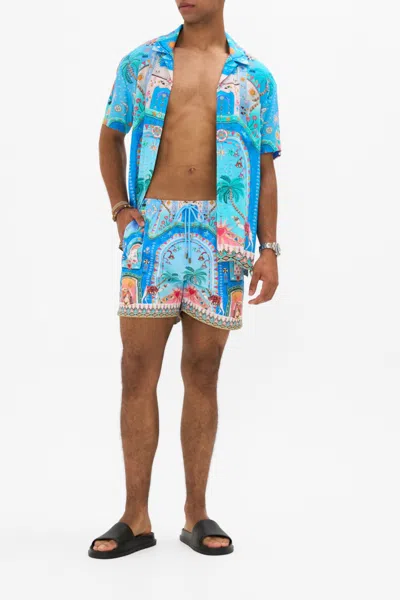 Camilla Mid Length Boardshort A Painted Village In Blue