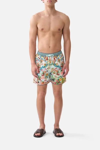 Camilla Mid Length Boardshort With Elastic Waist In Multi