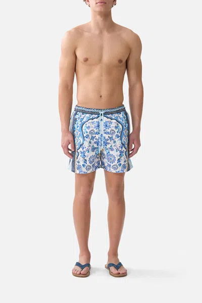 Camilla Mid Length Boardshort With Elastic Waist All About That Lace In Blue