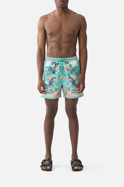 Camilla Mid Length Boardshort With Elastic Waist Balearic Bebé In Blue