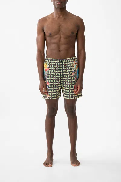 Camilla Mid Length Boardshort With Elastic Waist Bathing Bombshell In Multi