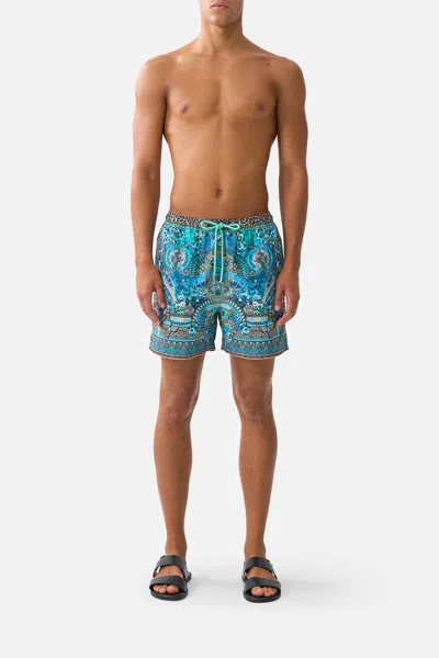 Camilla Mid Length Boardshort With Elastic Waist Flamenco Euphoria In Blue