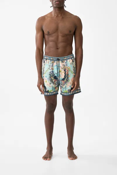 Camilla Mid Length Boardshort With Elastic Waist Folk Afloat In Multi