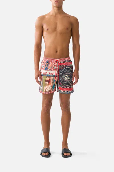 Camilla Mid Length Boardshort With Elastic Waist High Class Hookah In Multi