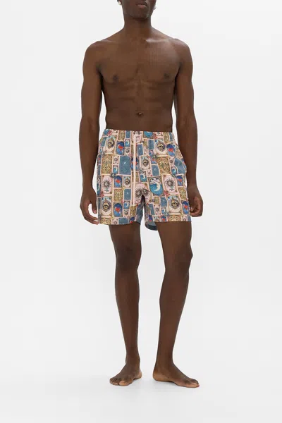 Camilla Mid Length Boardshort With Elastic Waist House Of Horoscopes In Multi