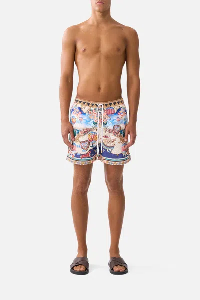 Camilla Mid Length Boardshort With Elastic Waist Kapadokya Kitsch In Multi