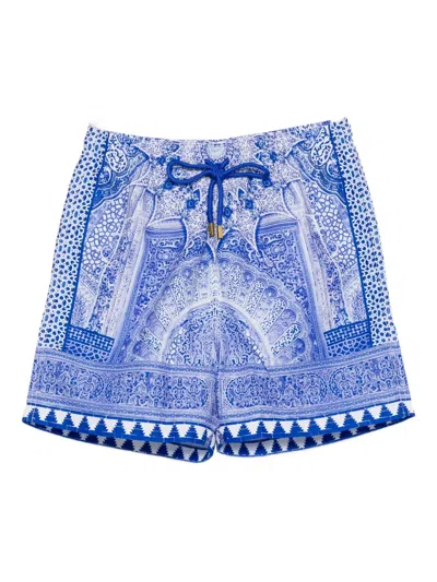 Camilla Mid Length Boardshort With Elastic Waist The Bosphorous In Blue