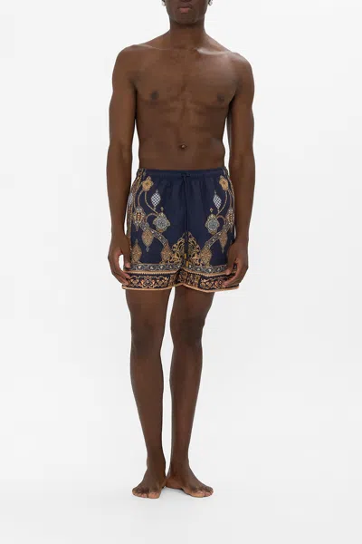 Camilla Mid Length Boardshort With Elastic Waist The Imperial Gate In Blue