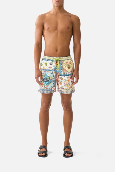 Camilla Mid Length Boardshort With Elastic Waist Viva Valencia In Multi