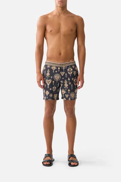 Camilla Mid Length Boardshort With Fixed Waist Taurus Rising In Multi