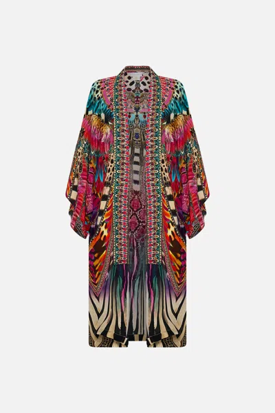 Camilla Mid Length Kimono Layer With Collar Sahara Supernatural In Multi