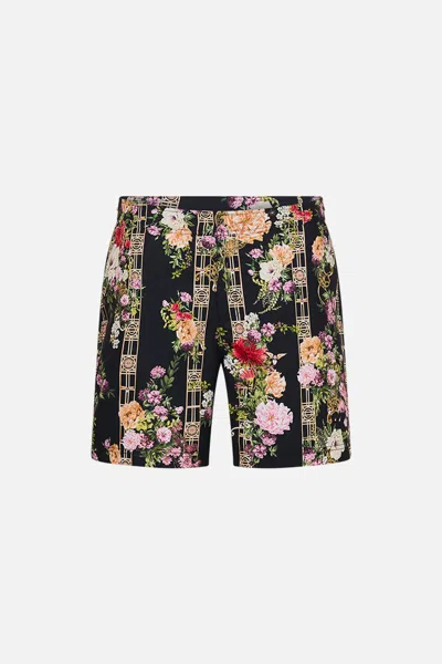 Camilla Mid Length Swim Short Adorned In Alexandria In Black