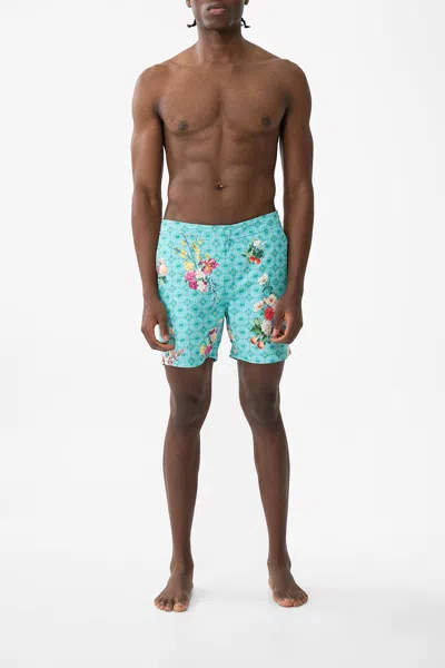 Camilla Mid Length Swim Short Gardens Of Queluz In Blue