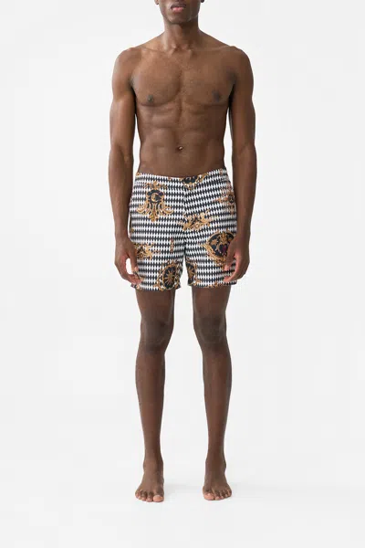 Camilla Mid Length Swim Short Monarchy Mania In Black