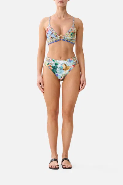 Camilla Mid Rise Bikini Bottom Verses In Vintage In Blue