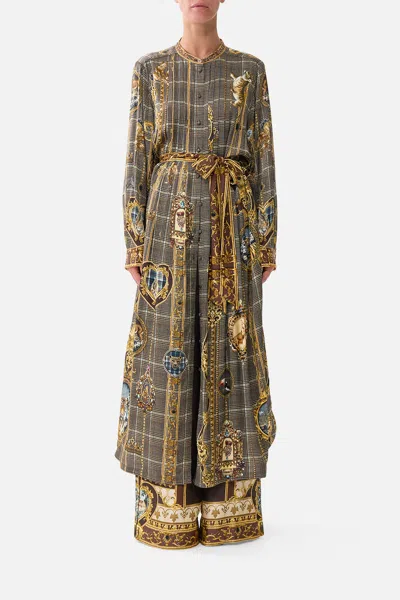 Camilla Midi Shirt Dress With Pintucks Animals In The Palace In Brown