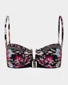 Camilla Floral Print Bandeau Bikini Top In Midnight In Monserrate
