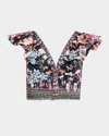 Camilla Midnight In Monserrate Deep V Frill Short-sleeve Top In Multi