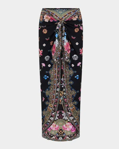 CAMILLA MIDNIGHT IN MONSERRATE LAYERED LONG SARONG COVERUP