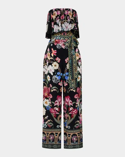 CAMILLA MIDNIGHT IN MONSERRATE STRAPLESS FRILL JUMPSUIT