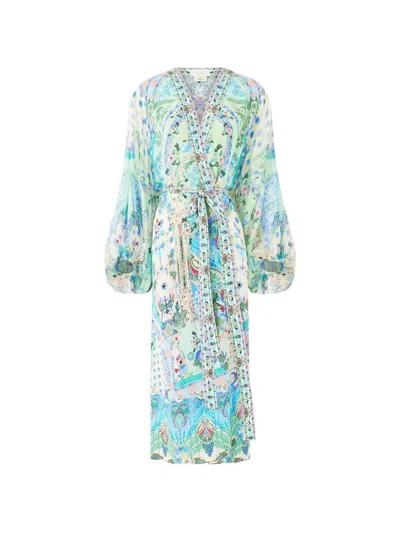 Camilla Midsummer Floral-pattern Midi Dress In Green