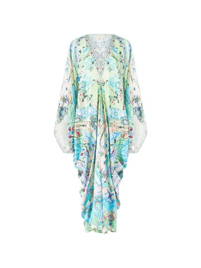 Camilla Midsummer Floral-pattern V-neck Maxi Dress In Green