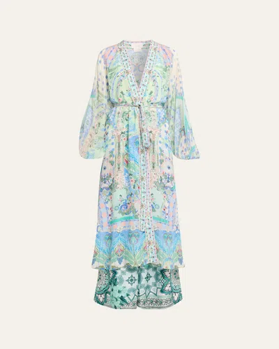 Camilla Midsummer Mosaics Blouson-sleeve Layer In Blue