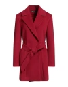 Camilla  Milano Camilla Milano Woman Coat Red Size 10 Polyester, Viscose, Elastane