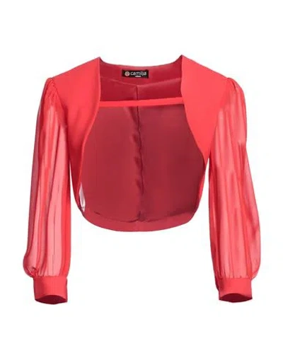Camilla  Milano Camilla Milano Woman Shrug Red Size 6 Polyester, Elastane