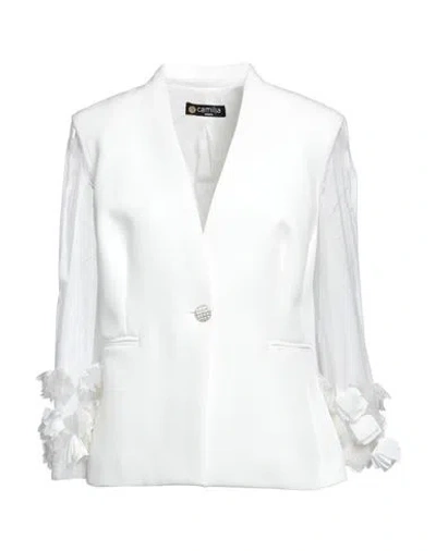Camilla  Milano Camilla Milano Woman Suit Jacket Off White Size 6 Polyester, Elastane, Polyamide
