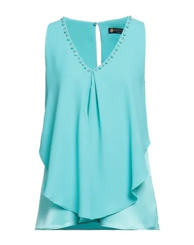 Camilla  Milano Camilla Milano Woman Top Turquoise Size 8 Polyester In Blue