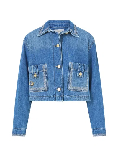 Camilla Milla Hum Of Alhambra Cropped Jacket In Blue