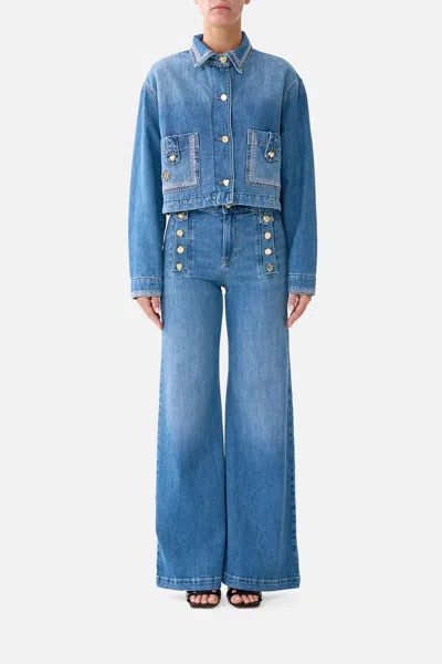 Camilla Milla Hum Of Alhambra Cropped Jacket Denim In Blue