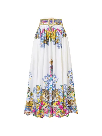 Camilla Milla In Sevilla Belted Midi Skirt In White