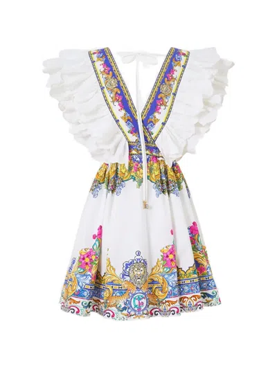Camilla Milla In Sevilla Double Frill Sleeve Printed Mini Dress In White
