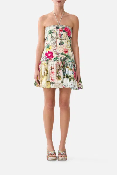 Camilla Mini Dress With Hem Flounce La Belle Botanique In Multi