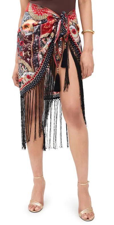 Camilla Mini Sarong With Long Fringe Trim Daughters Of Duende In Multi
