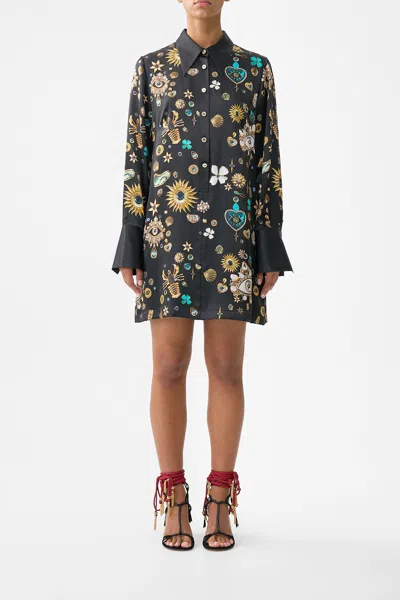 Camilla Mini Shirt Dress Amulets And Alchemy In Black